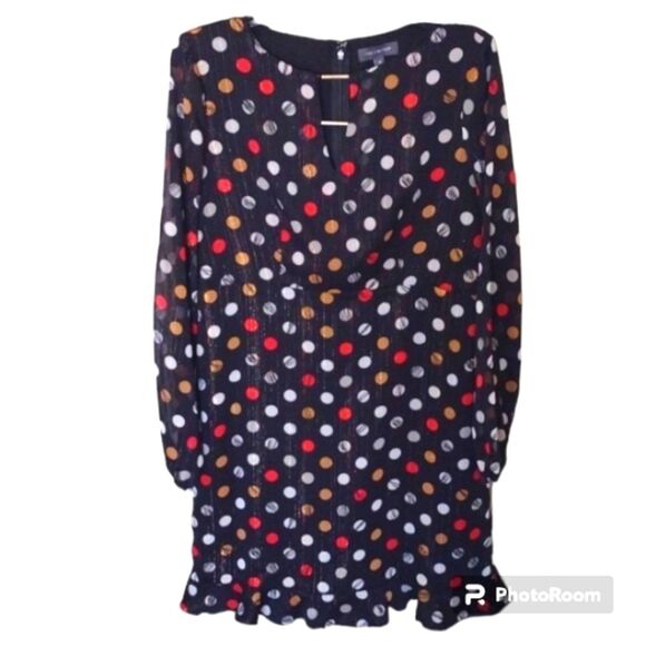 The Limited Dresses & Skirts - The Limited Polka Dot Dress Size Medium Black Shimmer Long Sleeve